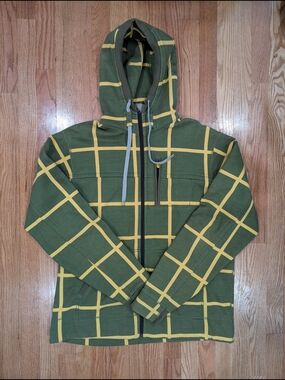 lululemon athletica Green Hoodie with Yellow Windowpane Plaid Size XL